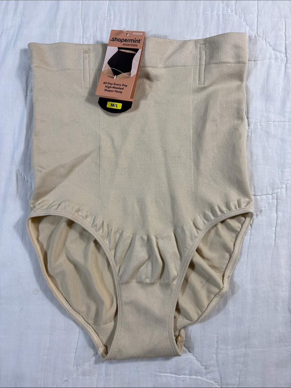 Shapermint Essentials High Waisted Shaper Panty Beige Tan M/L Tummy Control NWT